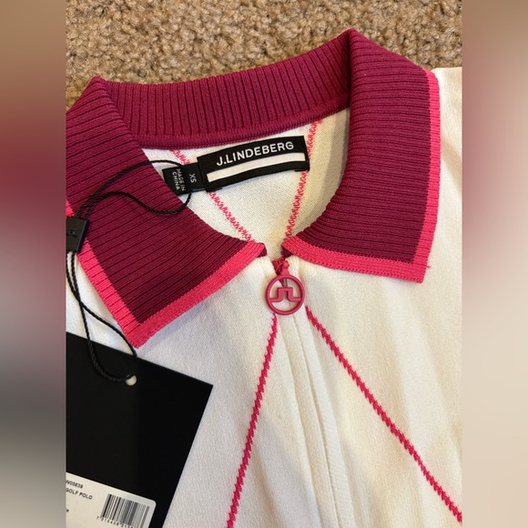 NWT J.Lindeberg Women’s Elma Golf Knit Polo GWKW05639 0000 White Size XS - Picture 4 of 6